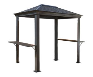 sojag 5' x 8' mykonos bbq grill gazebo outdoor weather-resistant aluminum frame shelter dark grey