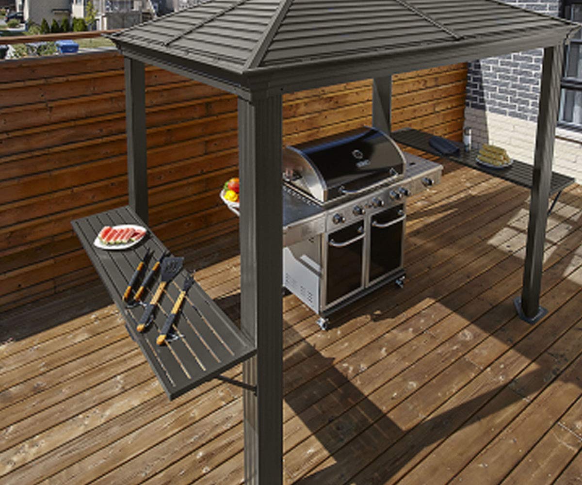 Sojag 5' x 8' Mykonos BBQ Grill Gazebo Outdoor Weather-Resistant Aluminum Frame Shelter Dark Grey