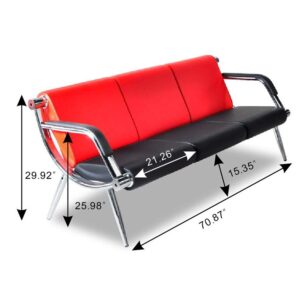 Bestmart INC 3-Seat Office Reception Sofa Waiting Room Bench Visitor Guest Sofa Airport Clinic Seat (RED)