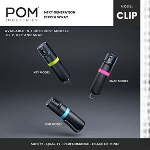 POM Pepper Spray Black Flip Top Pocket Clip - Maximum Strength OC Spray - Self Defense - Tactical Compact & Safe Design - 25 Bursts & 10 ft Range - Powerful & Accurate Stream Pattern