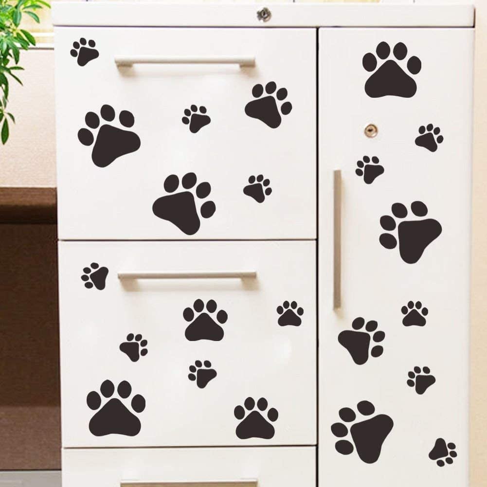 VinBee Dog Paw Prints Sticker 40Pcs Dog Pup Removable Vinyl Wall Sticker 12PCS 4 * 3.8Inch, 8PCS 2.96 * 2.8Inch,20PCS1.8 * 1.6Inch Decoration Décor for Children Nursery Room Home Décor Art Mural DIY