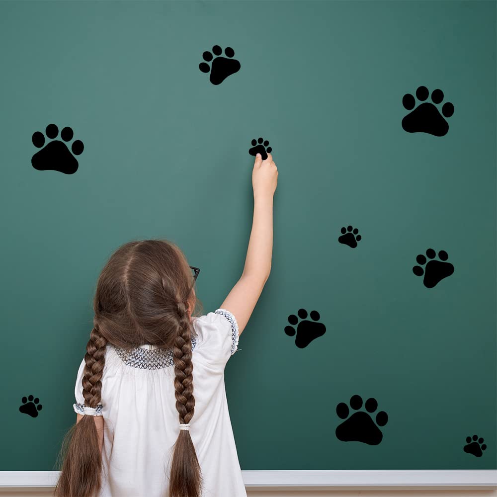 VinBee Dog Paw Prints Sticker 40Pcs Dog Pup Removable Vinyl Wall Sticker 12PCS 4 * 3.8Inch, 8PCS 2.96 * 2.8Inch,20PCS1.8 * 1.6Inch Decoration Décor for Children Nursery Room Home Décor Art Mural DIY