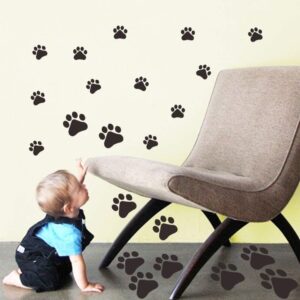 VinBee Dog Paw Prints Sticker 40Pcs Dog Pup Removable Vinyl Wall Sticker 12PCS 4 * 3.8Inch, 8PCS 2.96 * 2.8Inch,20PCS1.8 * 1.6Inch Decoration Décor for Children Nursery Room Home Décor Art Mural DIY