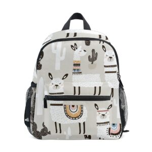 cute llama kid's backpack toddler bag for boys girls,kindergarten schoolbag preschool nursery travel bag with chest clip