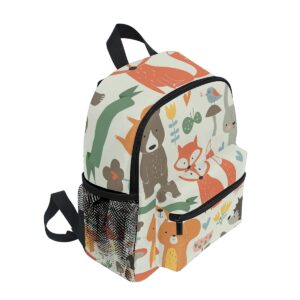 Cute Fox Bear Toddler Backpack with Strap for Boys Girls Cute Animal Kid's Backpak Lightweight Preschool Bag Kids Toddler Bag for Boys Girls