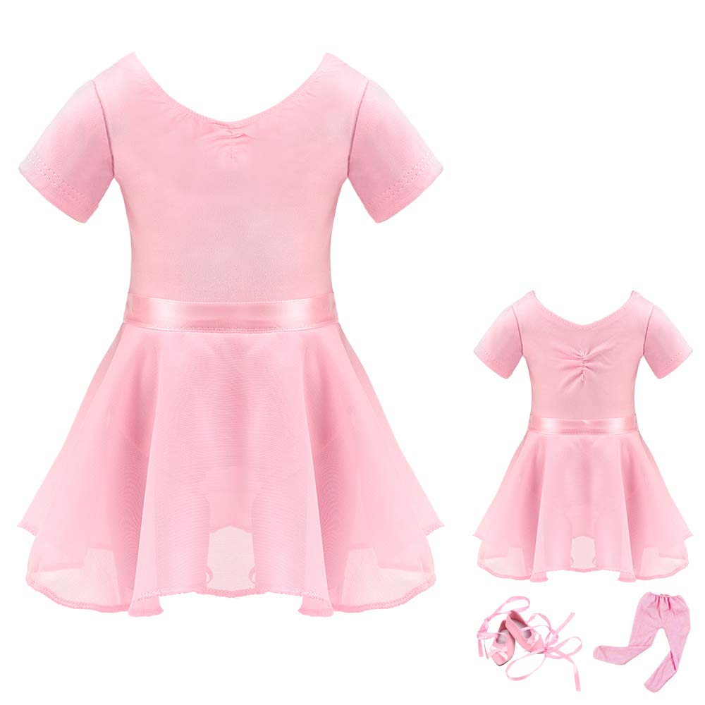 BARWA American 18 inch Doll Me Doll Matching Outfits Clothes 4 PCS Ballet Ballerina Outfits Dance Dress Costume for Girls and 18 inch Dolls (140cm)