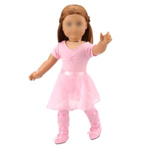 BARWA American 18 inch Doll Me Doll Matching Outfits Clothes 4 PCS Ballet Ballerina Outfits Dance Dress Costume for Girls and 18 inch Dolls (140cm)