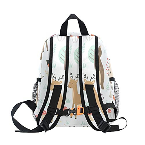 OREZI Fox And Bear Preschool Backpack with Chest Strap,Mini Toddler Backpack Daycare Toy Bag for Boys Girls,10 x 4x 12 Inches