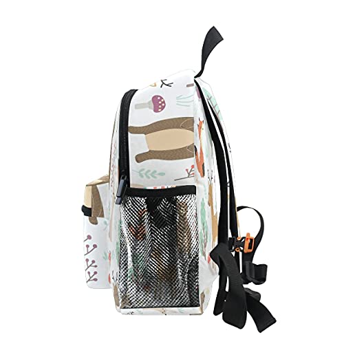 OREZI Fox And Bear Preschool Backpack with Chest Strap,Mini Toddler Backpack Daycare Toy Bag for Boys Girls,10 x 4x 12 Inches