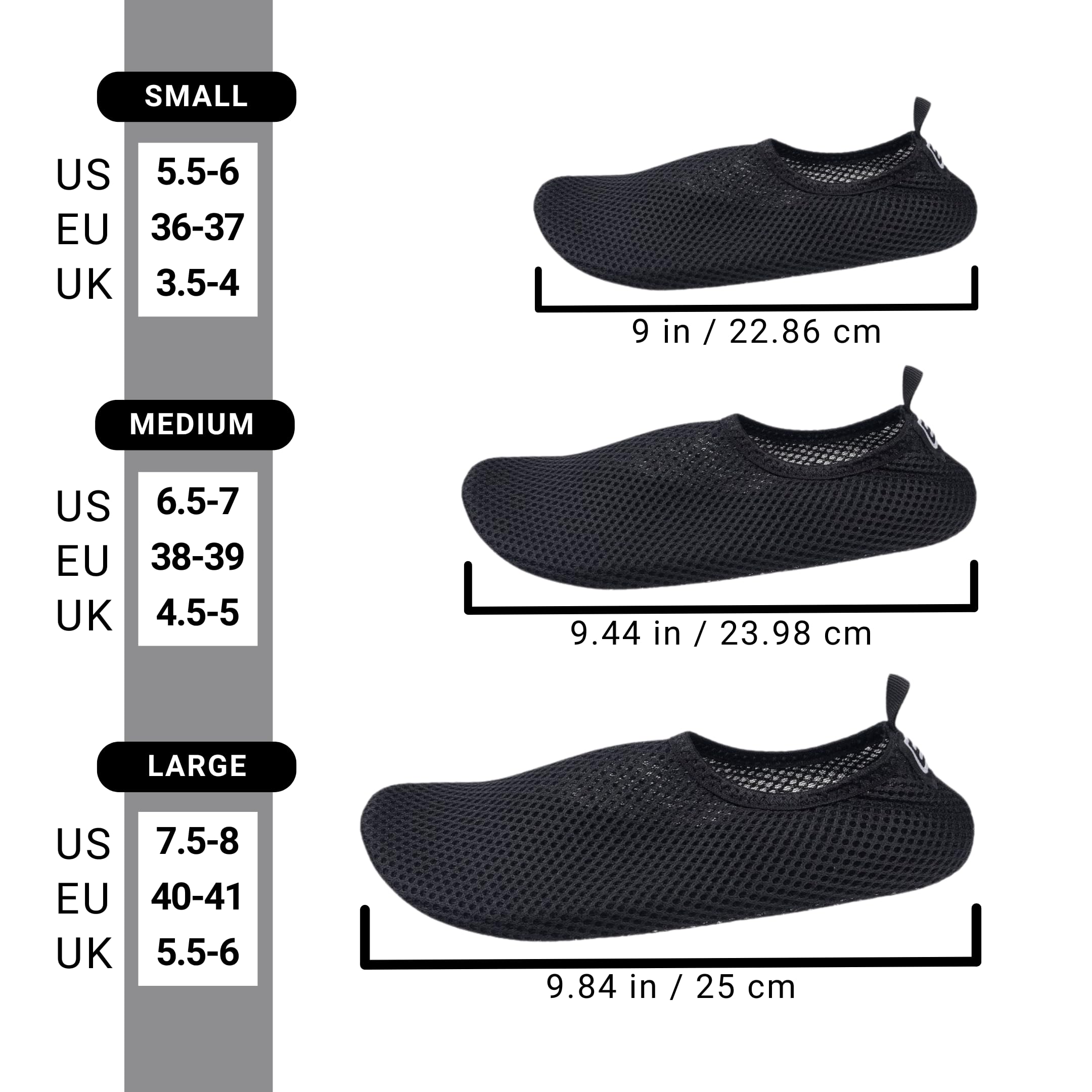 Water Shoes for Women - Extra Comfort - Protects Against Sand, Cold/Hot Water, UV, Rocks/Pebbles - Easy Fit Footwear for Swimming (Black)