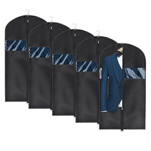 univivi garment bag suit bag for storage and travel 43 inch, washable suit cover for t-shirt, jacket, suits, coats, set of 5, oxford fabrics