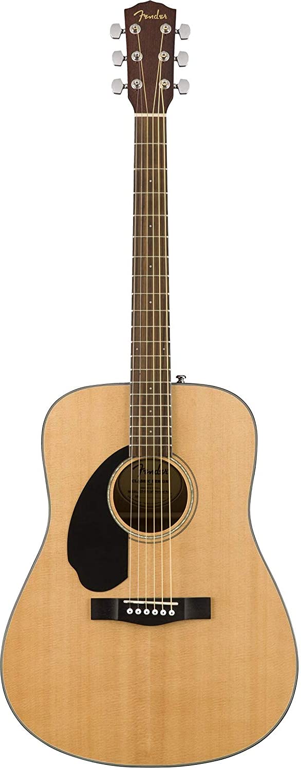 Fender Left-Handed Acoustic Guitar, with 2-Year Warranty, Dreadnought Classic Design with Rounded Walnut Fingerboard and Phosphor Bronze Strings, Glossed Natural Finish, Mahogany Construction