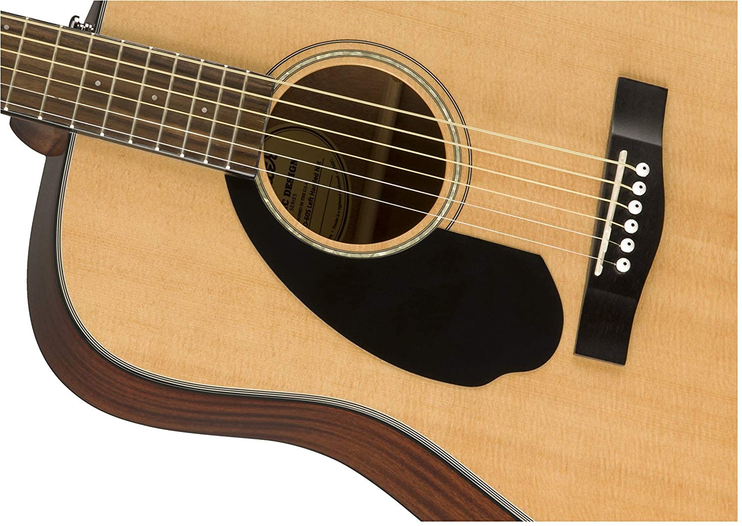 Fender Left-Handed Acoustic Guitar, with 2-Year Warranty, Dreadnought Classic Design with Rounded Walnut Fingerboard and Phosphor Bronze Strings, Glossed Natural Finish, Mahogany Construction