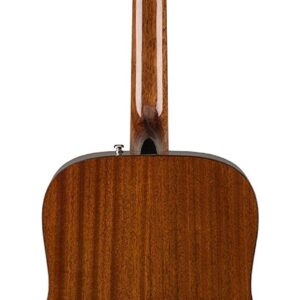 Fender Left-Handed Acoustic Guitar, with 2-Year Warranty, Dreadnought Classic Design with Rounded Walnut Fingerboard and Phosphor Bronze Strings, Glossed Natural Finish, Mahogany Construction