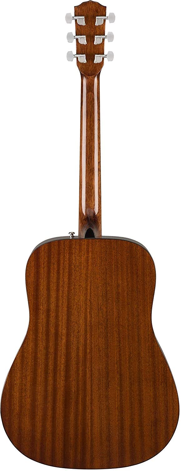 Fender Left-Handed Acoustic Guitar, with 2-Year Warranty, Dreadnought Classic Design with Rounded Walnut Fingerboard and Phosphor Bronze Strings, Glossed Natural Finish, Mahogany Construction