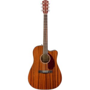 fender cd-140sce all-mahogany dreadnought cutaway acoustic electric guitar, with 2-year warranty, fishman pickup and preamp system, natural, with case