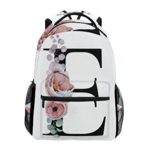 tropicallife letter e with flower backpacks bookbag shoulder backpack hiking travel daypack casual bags