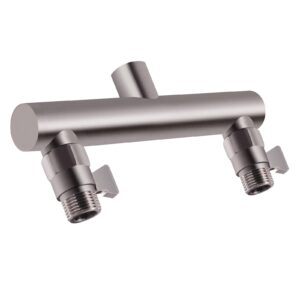 haoxin shower head manifold with double outlet and shut off valves for dual sprayer showering system,can connect two showerheads,brushed nickel,stn02