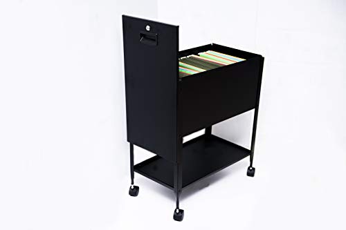 File Rolling Cart with Lid Drawer on Wheels Locking Storage Open Top Shelf Organizer Up to 180 Letter-Size Hanging Folders Heavy Duty Cabinet Box Metal Easy-Roll Mobile & eBook by OISTRIA