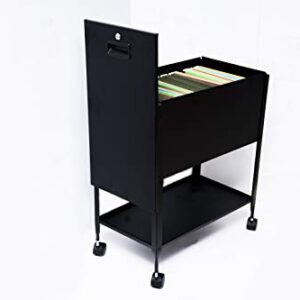 File Rolling Cart with Lid Drawer on Wheels Locking Storage Open Top Shelf Organizer Up to 180 Letter-Size Hanging Folders Heavy Duty Cabinet Box Metal Easy-Roll Mobile & eBook by OISTRIA