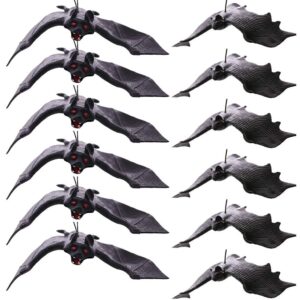 bigotters 12pcs halloween bats,rubber hanging vampire bats for halloween party,april fool's day,haunted house decoration