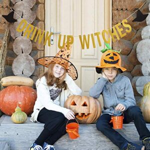 Gold Drink Up Witches Banner Halloween Witch Banner Witches Halloween Banner for Witch Party Decorations Halloween Haunted Mansion Party Decorations Drink Up Witches Sign