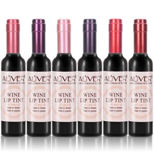 6 colors wine lip tint, natural liquid lipstick long lasting mini make up lip gloss matte lip sticks wine bottle