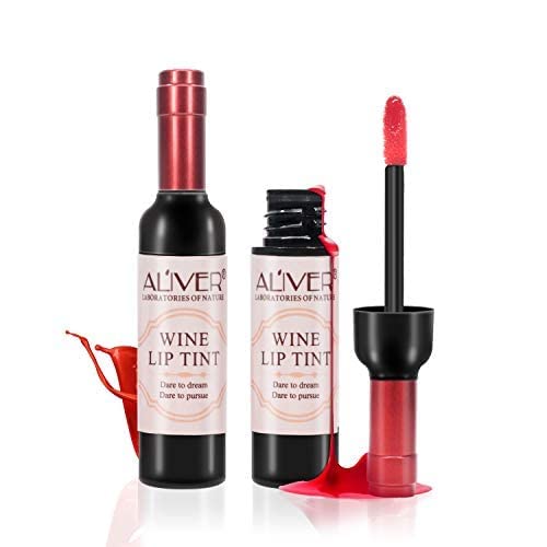 6 Colors Wine Lip Tint, Natural Liquid Lipstick Long Lasting Mini Make Up Lip Gloss Matte Lip Sticks Wine Bottle