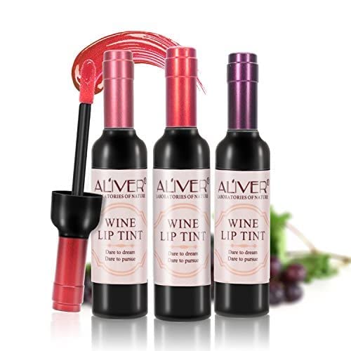 6 Colors Wine Lip Tint, Natural Liquid Lipstick Long Lasting Mini Make Up Lip Gloss Matte Lip Sticks Wine Bottle