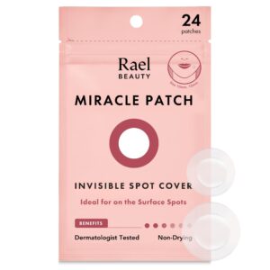 rael pimple patches, miracle invisible spot cover - hydrocolloid acne pimple patches for face, blemishes and zits absorbing patch, breakouts treatment skin care, facial stickers, 2 sizes (24 count)