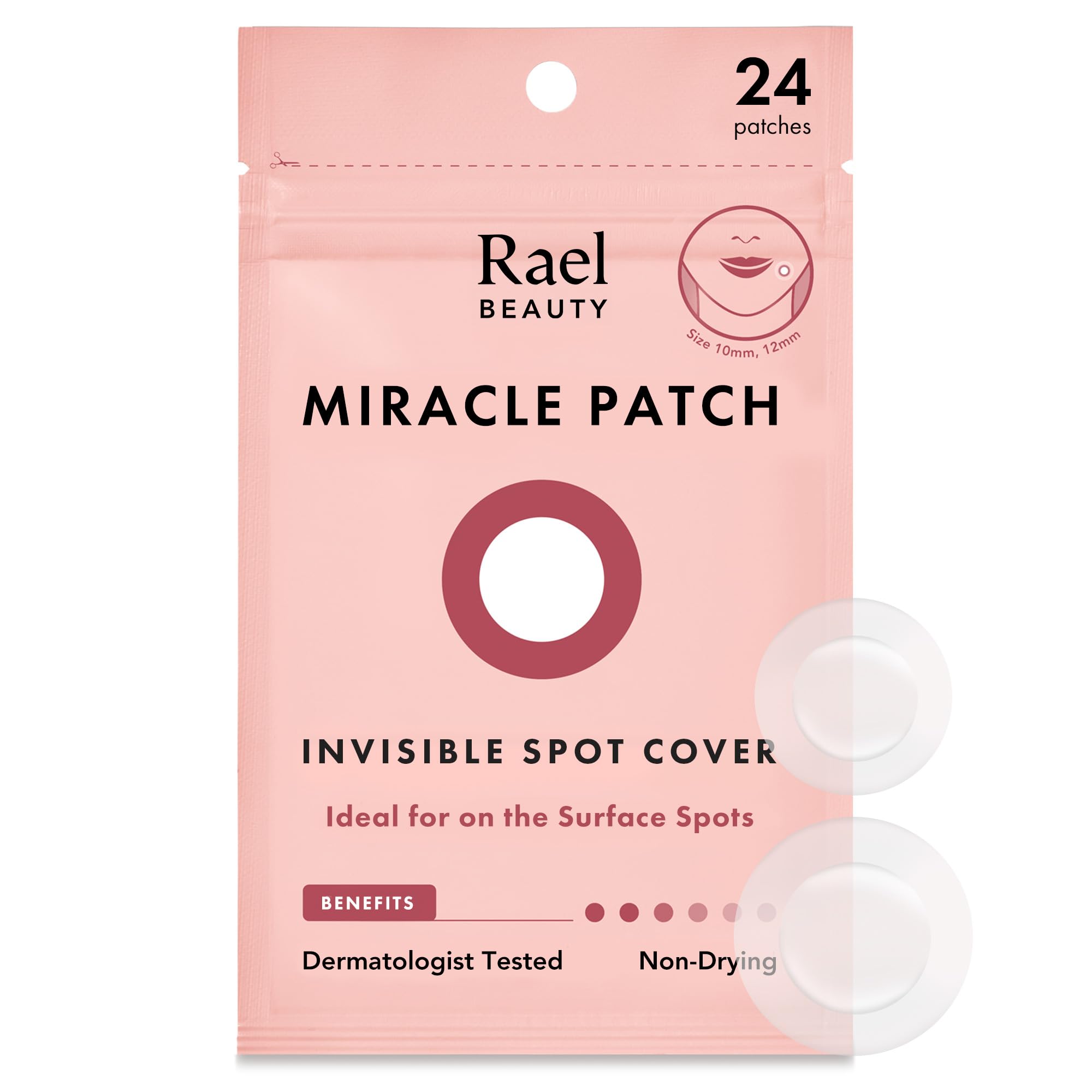 Rael Pimple Patches, Miracle Invisible Spot Cover - Hydrocolloid Acne Pimple Patches for Face, Blemishes and Zits Absorbing Patch, Breakouts Treatment Skin Care, Facial Stickers, 2 Sizes (24 Count)