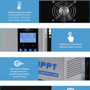 Ampinvt Solar Charge Controller 12v/24v/36v/48v Battery auto, max 150v Solar Input Compatible with Sealed, Gel, Flooded, and Lithium Batteries (AP-40A)