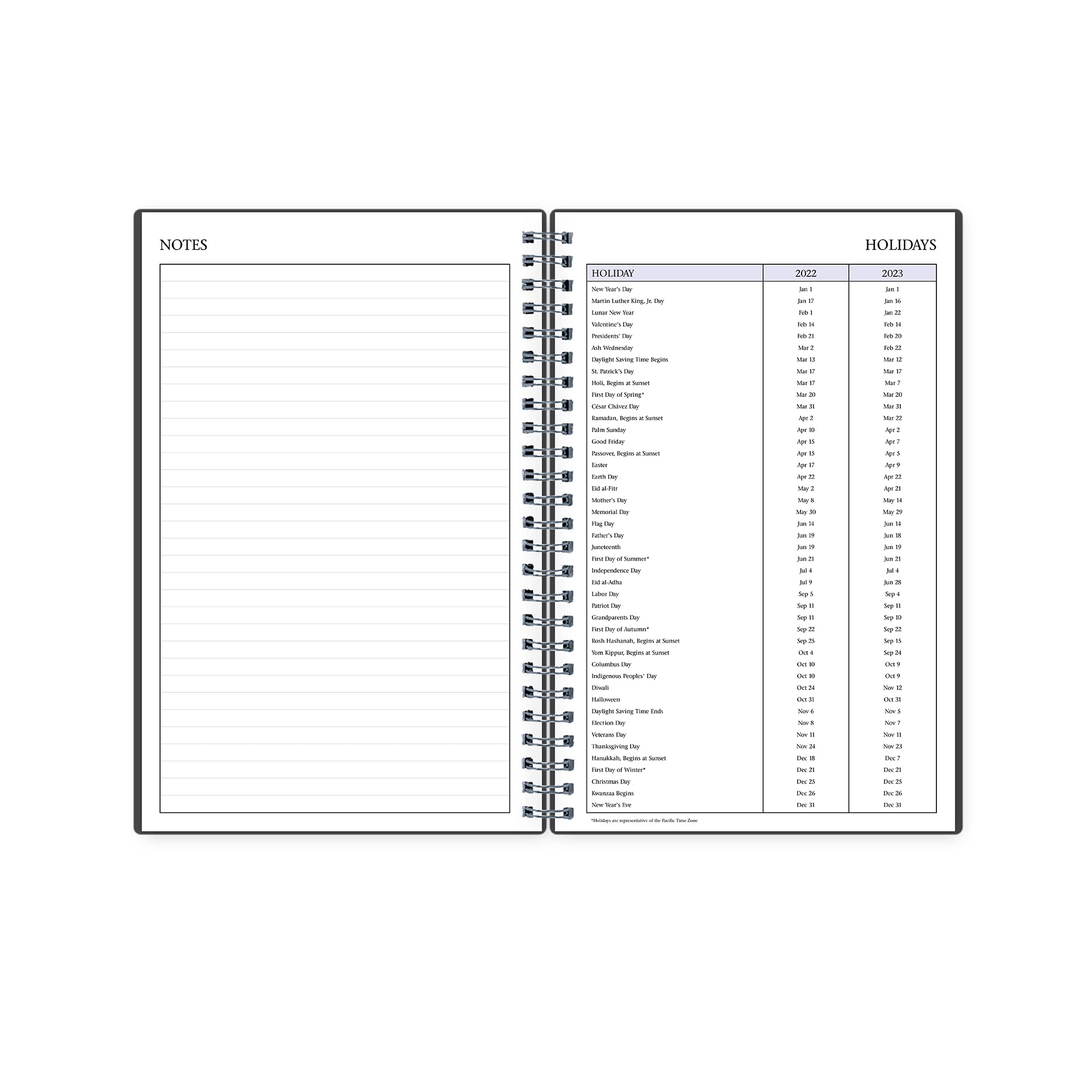 Blue Sky Undated Daily Planner, Flexible Cover, Twin-Wire Binding, 5.5" x 8.5", Passages