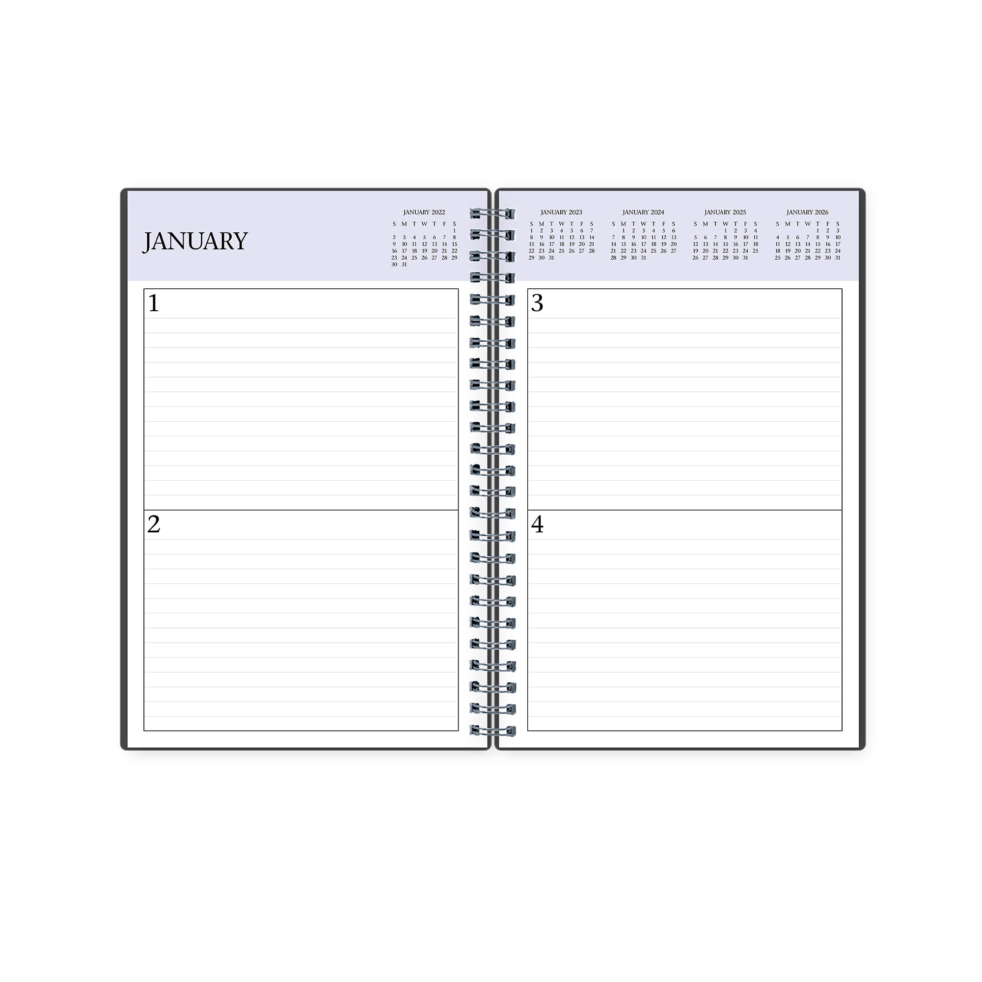 Blue Sky Undated Daily Planner, Flexible Cover, Twin-Wire Binding, 5.5" x 8.5", Passages