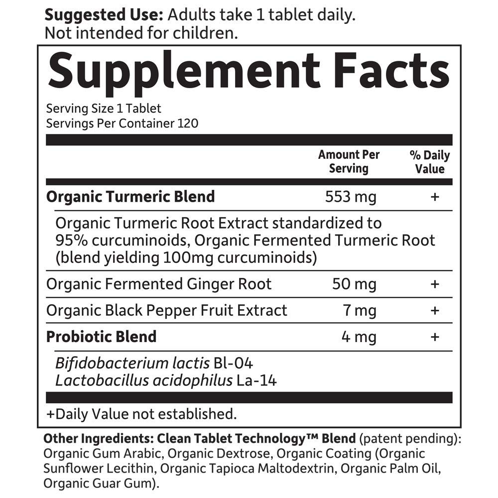 Garden of Life Organics Extra Strength Turmeric Inflammatory Response 120 Tablets-100Mg Curcumin (95% Curcuminoids) Black Pepper, Probiotics, Organic Non-GMO Vegan Gluten Free Herbal Supplement