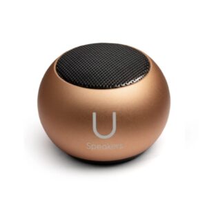 fashionit u mini speaker | stylish portable wireless bluetooth 5.0 with built-in mic & remote shutter | perfect mini speaker for home, parties, activities! small device, rich sound | rose gold