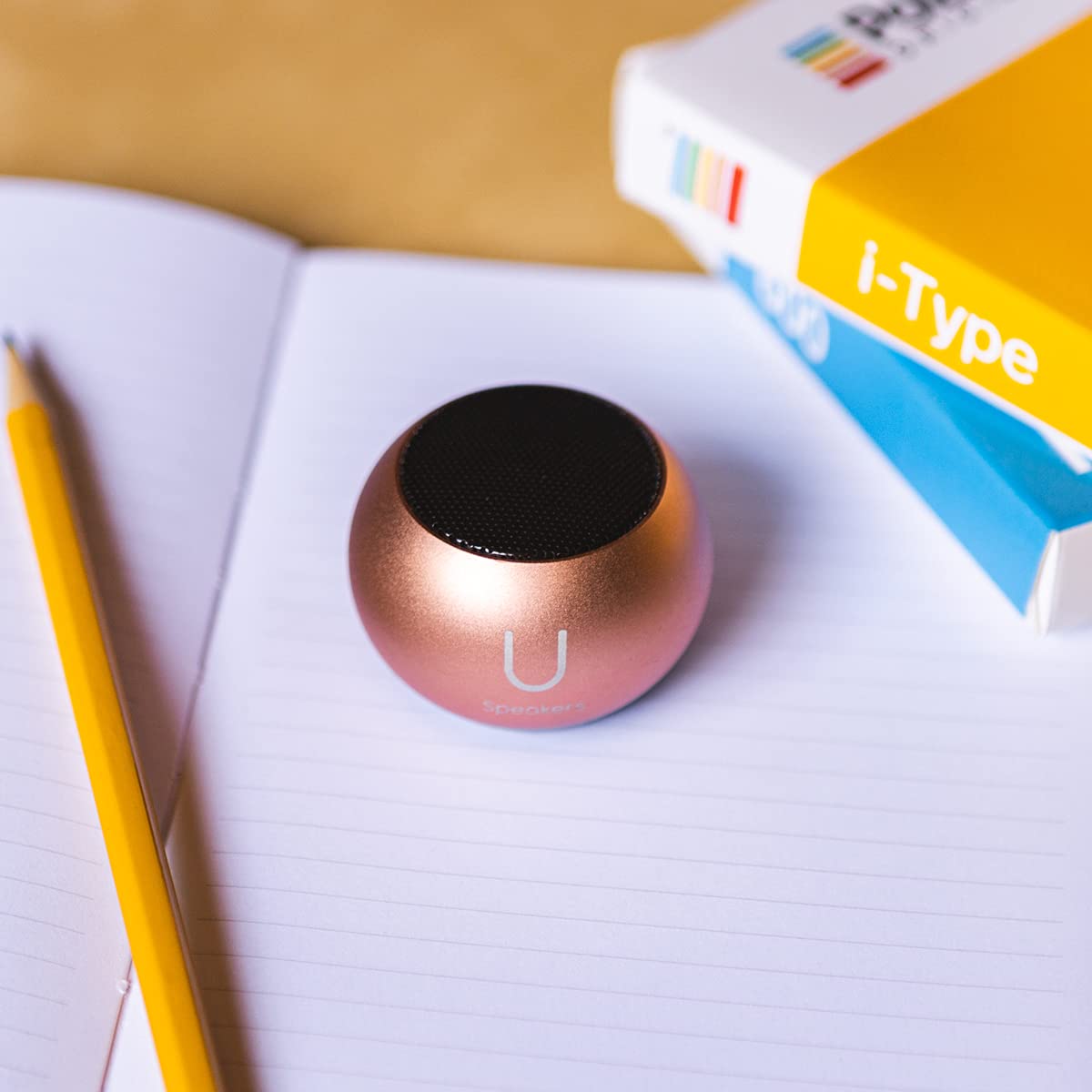 Fashionit U Mini Speaker | Stylish Portable Wireless Bluetooth 5.0 with Built-in Mic & Remote Shutter | Perfect Mini Speaker for Home, Parties, Activities! Small Device, Rich Sound | Rose Gold