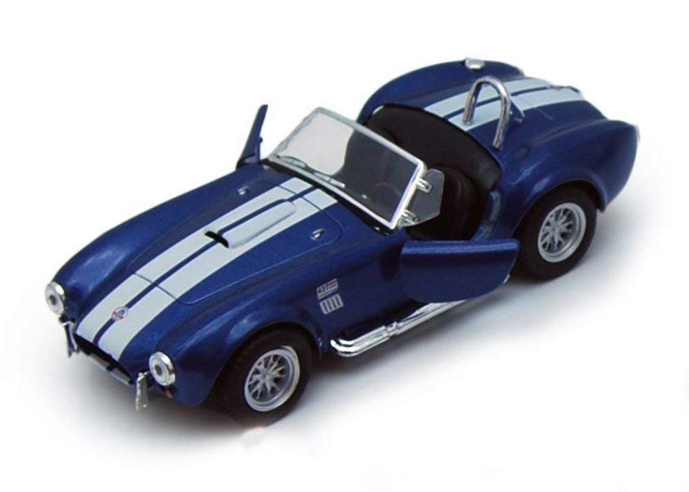 KiNSMART 1965 Shelby Cobra 427 S/C 5" 1:32 Scale Blue Die Cast Metal Model Toy Race Car w/Pullback Action