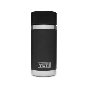 yeti rambler 12 oz bottle, stainless steel, vacuum insulated, with hot shot cap, black