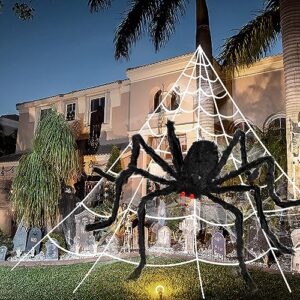 3pcs 212'' halloween spider web 49" halloween spider decorations stretch cobweb fake spider giant spider web for indoor outdoor halloween decorations yard lawn home costumes party haunted house décor