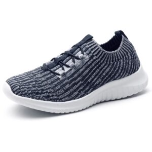 lancrop women's athletic walking shoes - casual mesh lightweight running slip on sneakers 12 us, label 44 navy