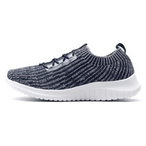 LANCROP Women's Athletic Walking Shoes - Casual Mesh Lightweight Running Slip On Sneakers 12 US, Label 44 Navy