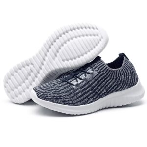 LANCROP Women's Athletic Walking Shoes - Casual Mesh Lightweight Running Slip On Sneakers 12 US, Label 44 Navy