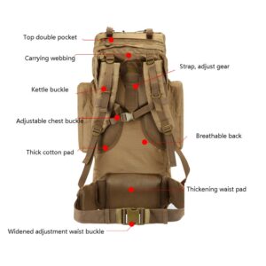 Backpack 100L Outdoor Mountaineering Bag, Men and Women Travel Bag, Large Capacity Tactical Mountain Travel Rucksack ZDDAB