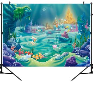 sensfun 7x5ft under the sea mermaid backdrop for photography underwater castle girls princess birthday party photo booth background little mermaid baby shower banner table decoration studio props