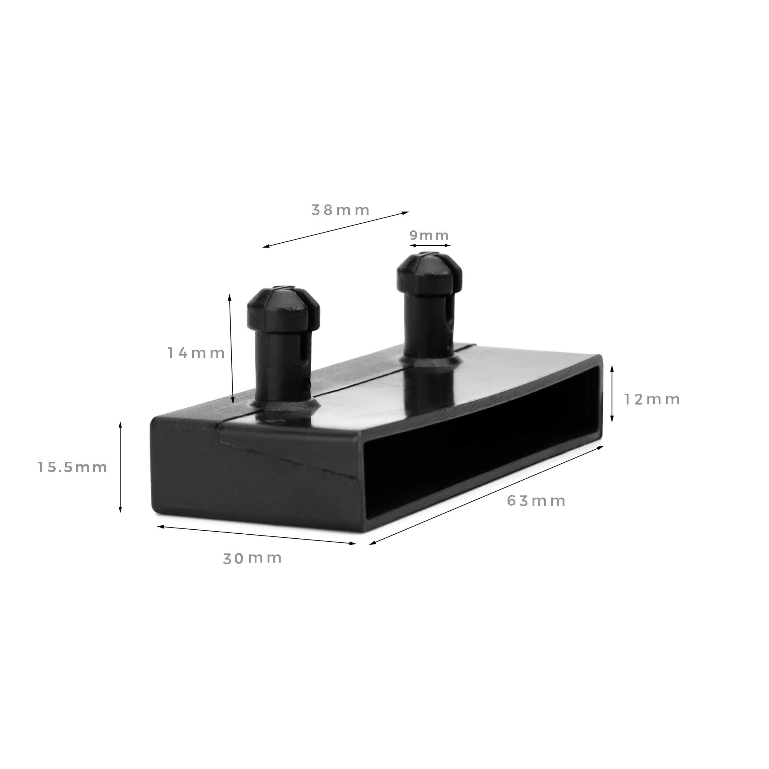 63mm x 12mm Side Bed Slat Holders Caps for Metal Frames - 2 prongs (Pack of 10)