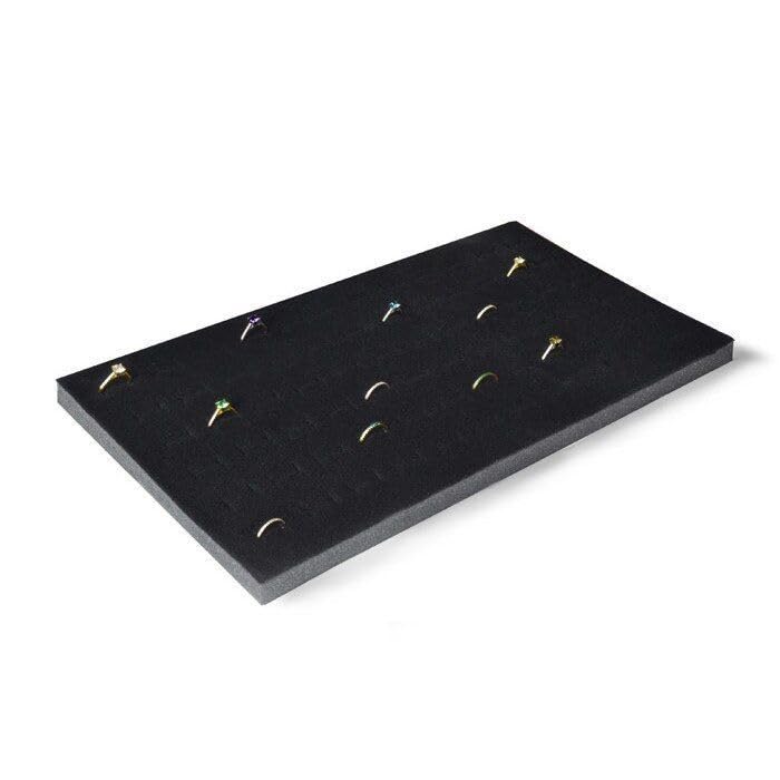 DBM IMPORTS 14 x 7-1/2 x 1/2 Black Velvet Foam 72 Slots Ring Insert Pad Display Tray Insert Showcase Box Collector Jewelry Case