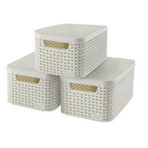 Curver | Set of 3 Style S Storage Boxes + Lids, White, Plastic