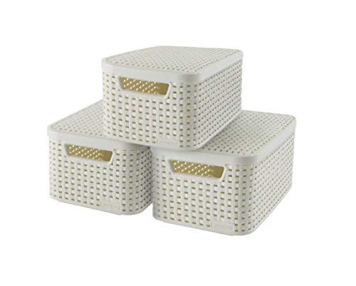 Curver | Set of 3 Style S Storage Boxes + Lids, White, Plastic