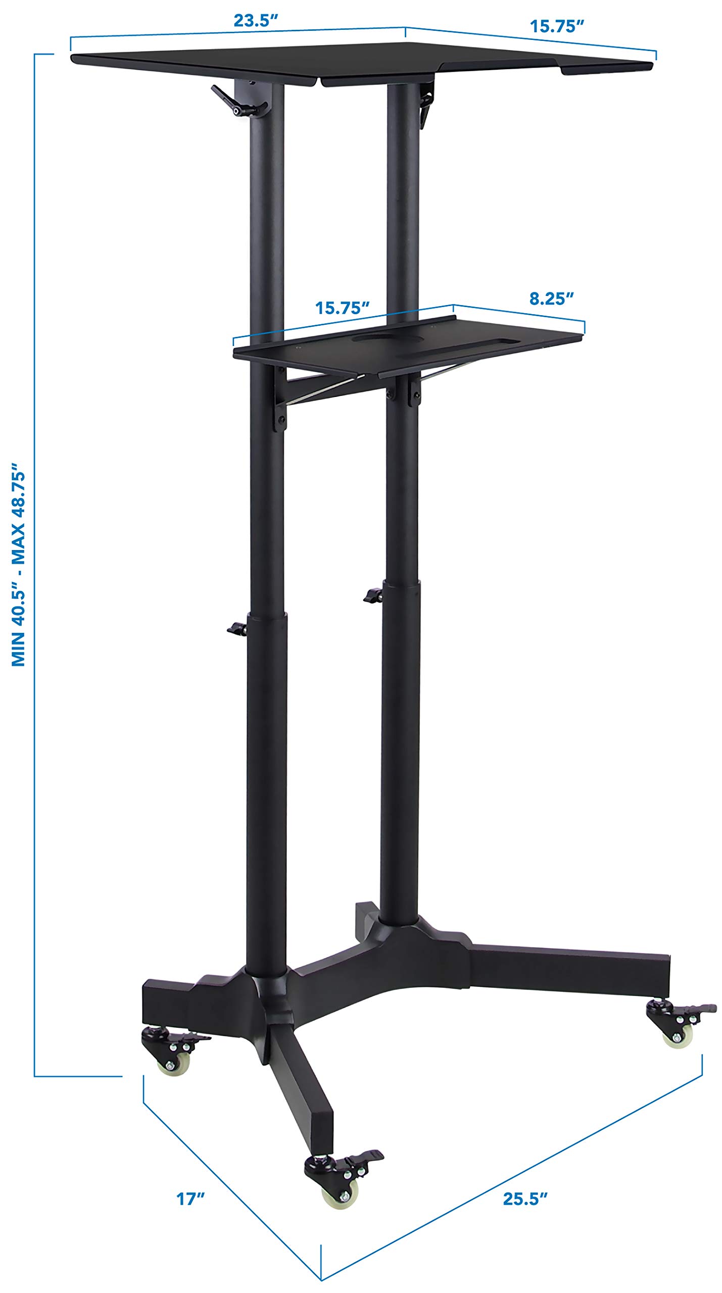 Mount-It! Mobile Standing Height Desk, Portable Podium and Rolling Presentation Lectern, Laptop Stand Up Desk with Caster Wheels (MI-7971)